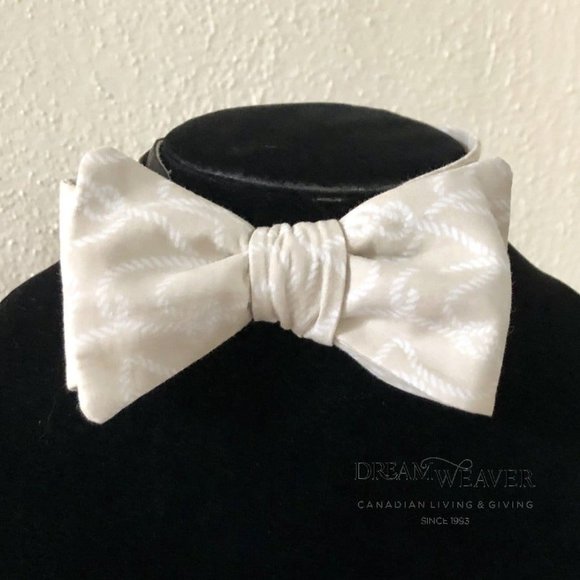 Ropes Nautical Bow Tie | Cream Ropes on Beige - Picture 1 of 6